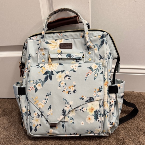 litbear Handbags - LitBear floral light blue diaper bag backpack